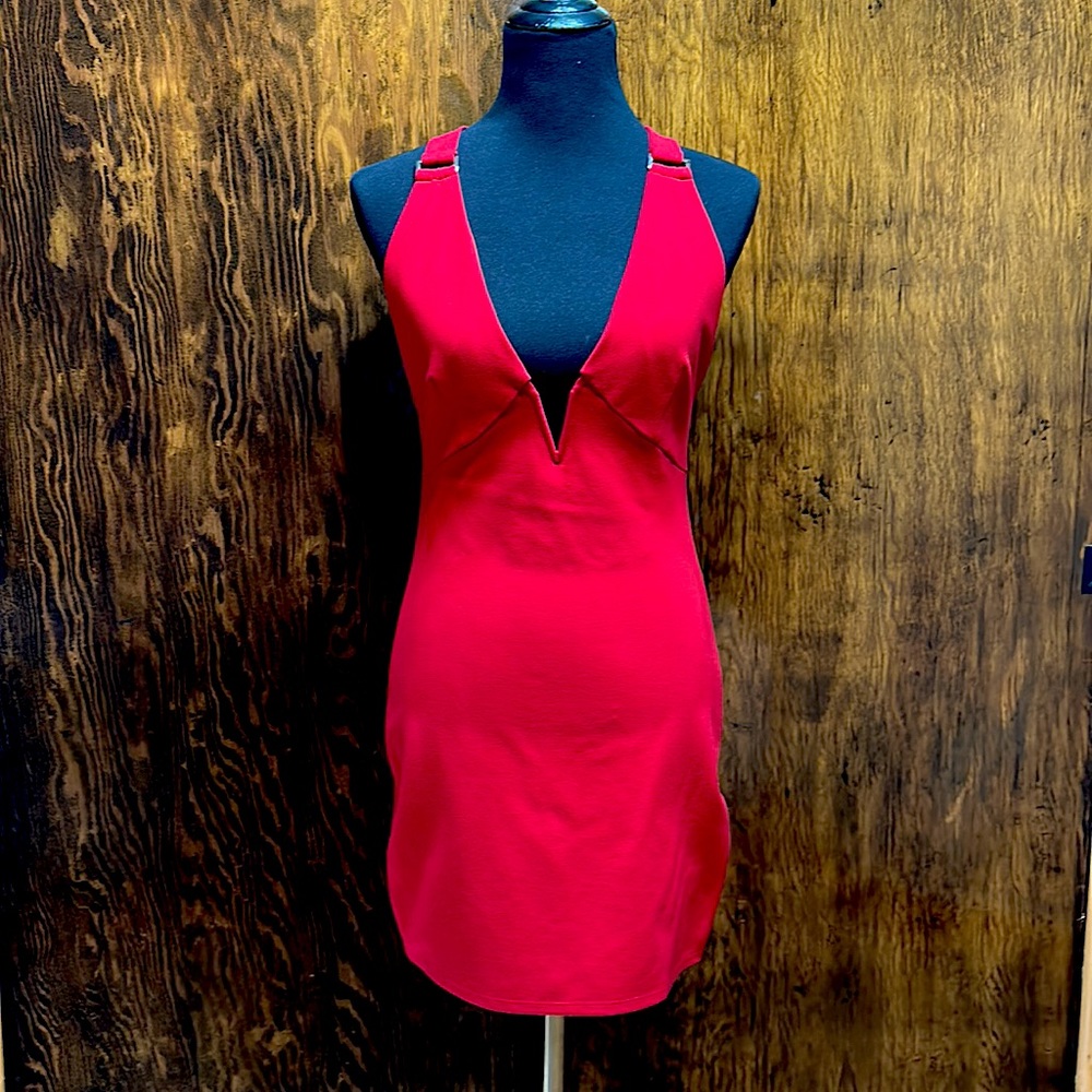 NBD Red Plunge Mini Dress